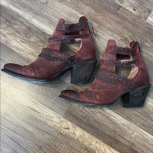 Miss Macie Red Leather Ankle Boots
